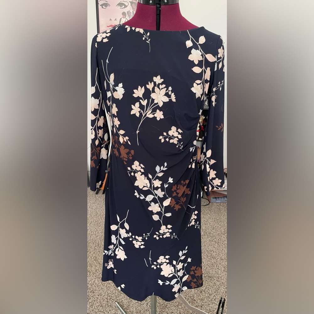 Navy blue floral dress size medium